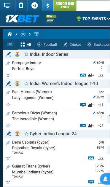 1xbet Cricket Betting